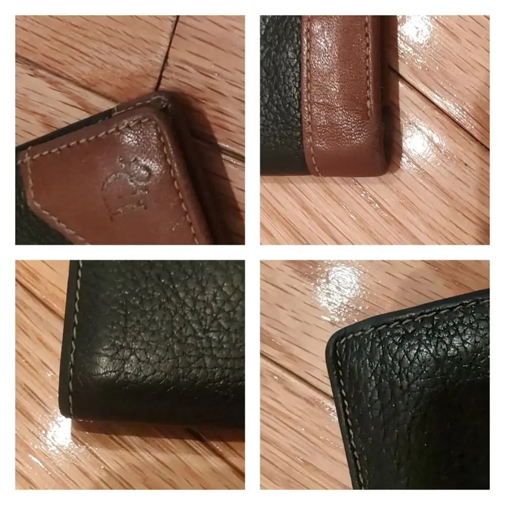 Authentic CD Christian Dior Vintage Leather Bifold Wallet Colorblock